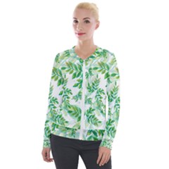 Leaves-37 Velvet Zip Up Jacket