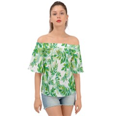 Leaves-37 Off Shoulder Short Sleeve Top by nateshop