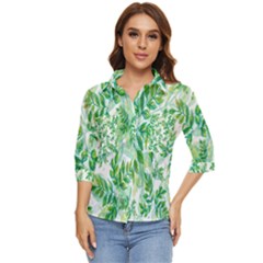 Leaves-37 Women s Quarter Sleeve Pocket Shirt