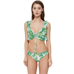 Leaves-37 Low Cut Ruffle Edge Bikini Set by nateshop