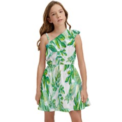 Leaves-37 Kids  One Shoulder Party Dress