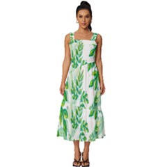 Leaves-37 Square Neckline Tiered Midi Dress by nateshop