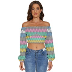 Ornamental 02 Long Sleeve Crinkled Weave Crop Top by nateshop