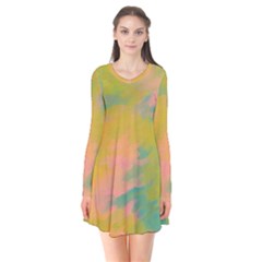 Paint-19 Long Sleeve V-neck Flare Dress by nateshop