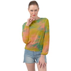 Paint-19 Banded Bottom Chiffon Top by nateshop