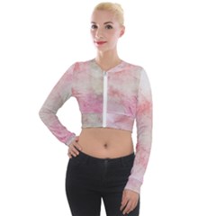 Pink-010 Long Sleeve Cropped Velvet Jacket by nateshop