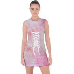 Pink-010 Lace Up Front Bodycon Dress by nateshop