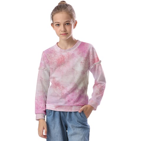 Pink-010 Kids  Long Sleeve Tee With Frill  by nateshop