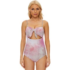 Pink-010 Knot Front One-piece Swimsuit by nateshop