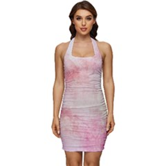 Pink-010 Sleeveless Wide Square Neckline Ruched Bodycon Dress by nateshop