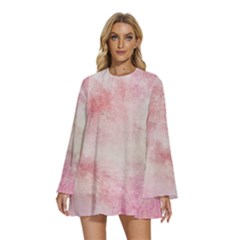 Pink-010 Round Neck Long Sleeve Bohemian Style Chiffon Mini Dress by nateshop