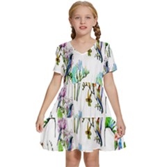 Pink-011 Kids  Short Sleeve Tiered Mini Dress by nateshop