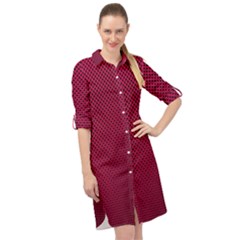 Red Long Sleeve Mini Shirt Dress by nateshop