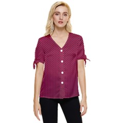 Red Bow Sleeve Button Up Top by nateshop