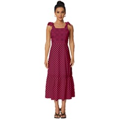 Red Tie-strap Tiered Midi Chiffon Dress by nateshop