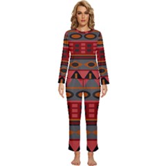 Red-011 Womens  Long Sleeve Lightweight Pajamas Set by nateshop