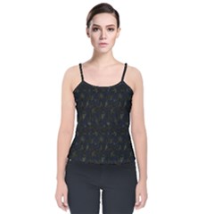 Rocket-012 Velvet Spaghetti Strap Top by nateshop