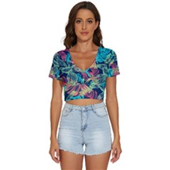 Sheets-33 V-neck Crop Top by nateshop