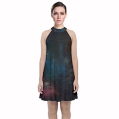 Space-02 Velvet Halter Neckline Dress  by nateshop