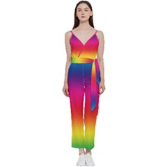 Spectrum V-neck Spaghetti Strap Tie Front Jumpsuit by nateshop