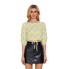 Sugar-factory Mid Sleeve Drawstring Hem Top