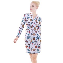 Summer Button Long Sleeve Dress by nateshop