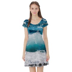 Waves Short Sleeve Skater Dress by nateshop