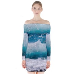 Waves Long Sleeve Off Shoulder Dress by nateshop