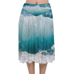 Waves Velvet Flared Midi Skirt