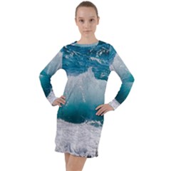 Waves Long Sleeve Hoodie Dress by nateshop