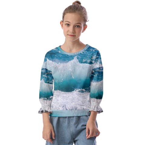 Waves Kids  Cuff Sleeve Top by nateshop