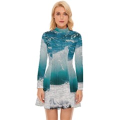 Waves Long Sleeve Velour Longline Dress by nateshop