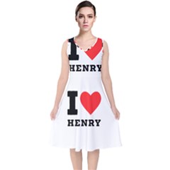 I Love Henry V-neck Midi Sleeveless Dress  by ilovewhateva