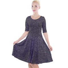 Texture-jeans Quarter Sleeve A-line Dress by nateshop