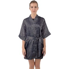 Texture-jeans Half Sleeve Satin Kimono 