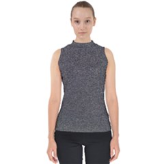 Texture-jeans Mock Neck Shell Top by nateshop