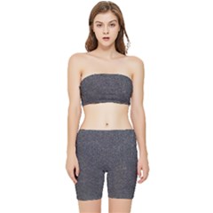 Texture-jeans Stretch Shorts and Tube Top Set