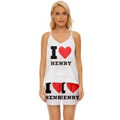 I Love Henry V-neck Satin Pajamas Set