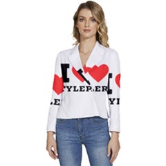 I Love Tyler Women s Long Sleeve Revers Collar Cropped Jacket by ilovewhateva