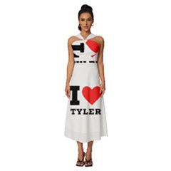 I Love Tyler Sleeveless Cross Front Cocktail Midi Chiffon Dress by ilovewhateva