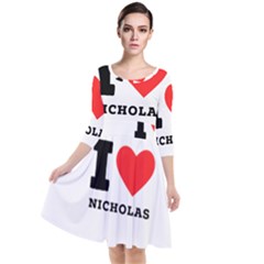 I Love Nicholas Quarter Sleeve Waist Band Dress by ilovewhateva