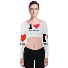 I Love Nicholas Velvet Long Sleeve Crop Top by ilovewhateva