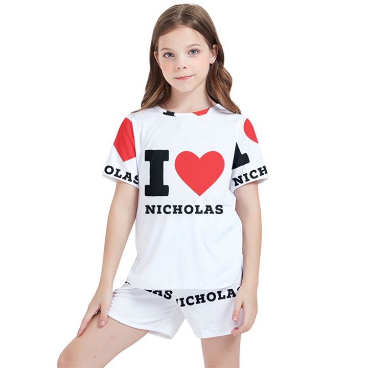 I love nicholas Kids  Tee And Sports Shorts Set