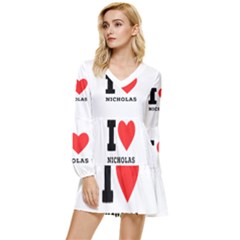 I Love Nicholas Tiered Long Sleeve Mini Dress by ilovewhateva