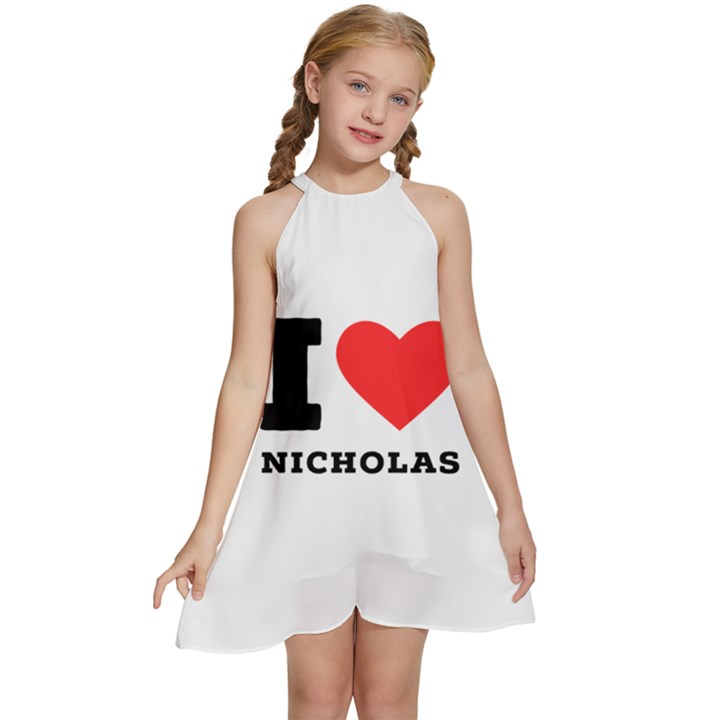 I love nicholas Kids  Halter Collar Waist Tie Chiffon Dress