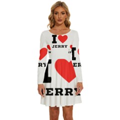 I Love Jerry Long Sleeve Wide Neck Velvet Dress by ilovewhateva