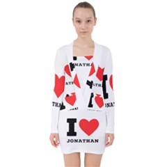 I Love Jonathan V-neck Bodycon Long Sleeve Dress by ilovewhateva