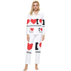 I Love Jonathan Womens  Long Sleeve Velvet Pocket Pajamas Set by ilovewhateva