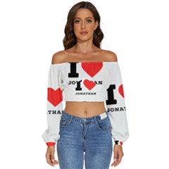 I Love Jonathan Long Sleeve Crinkled Weave Crop Top by ilovewhateva