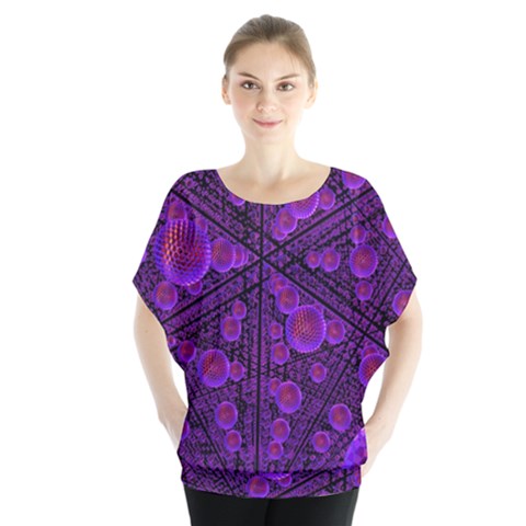 Spheres-combs-structure-regulation Batwing Chiffon Blouse by Simbadda